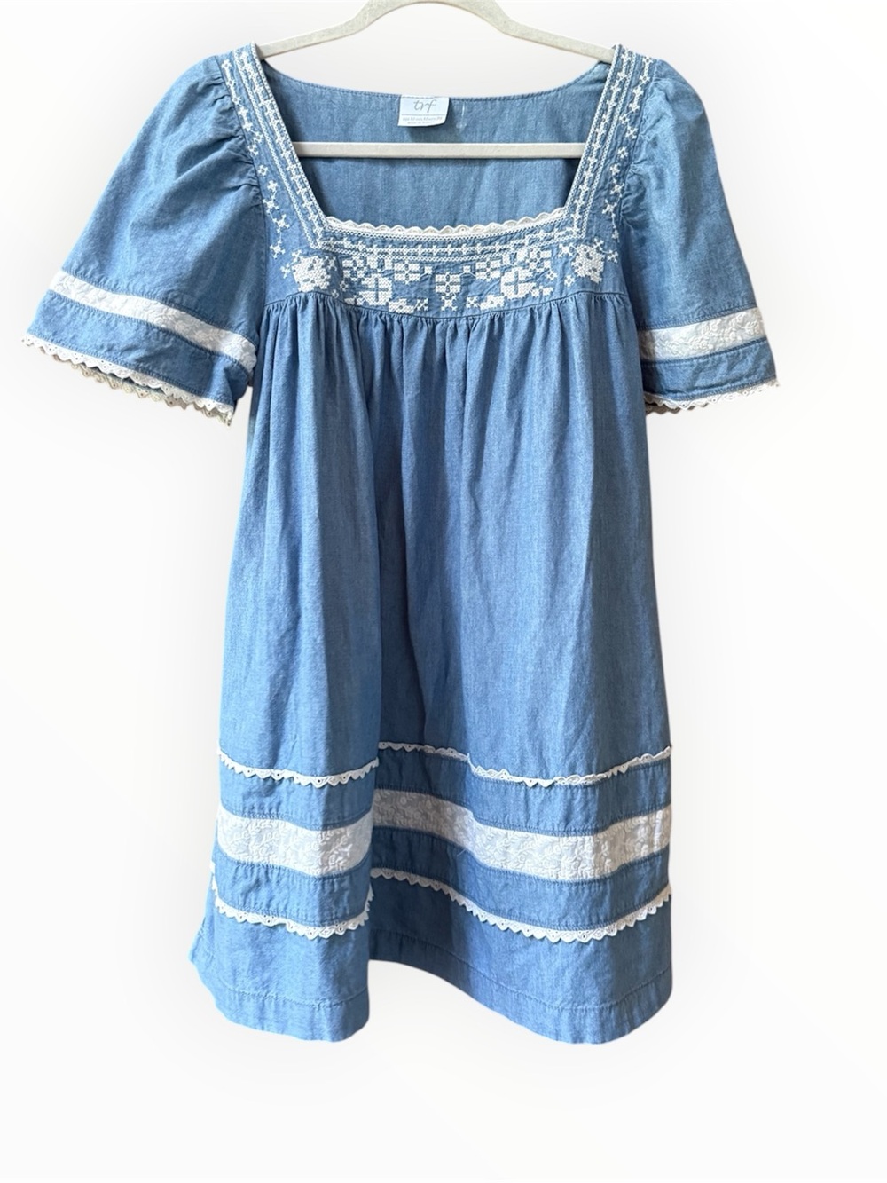 Vintage Zara TRF bohemian baby doll mini dress with embroidery and sleeves - Picture 1 of 6